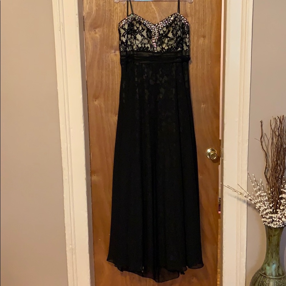 Black Plus Size Jeweled Strapless Evening Gown